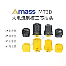 Amass mt30-conector de 3 pines para cuadricóptero, conjunto de enchufe para batería lipo rc, modelo multicóptero, 2mm, 1 par