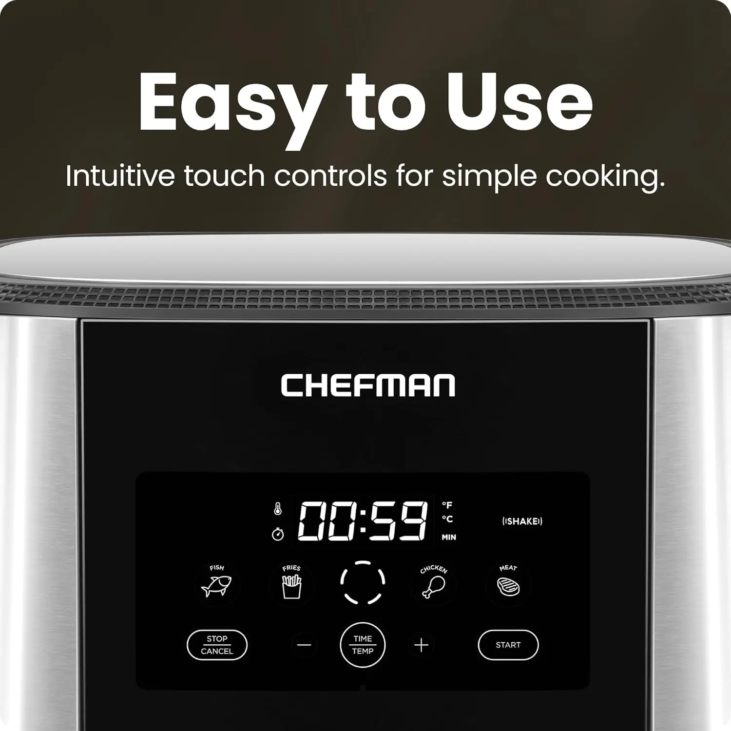 Chefman TurboFry® Touch Air Fryer, XL 8-Qt Family Size, One-Touch Digital Control Presets, French Fries, Chicken, Meat, Fish