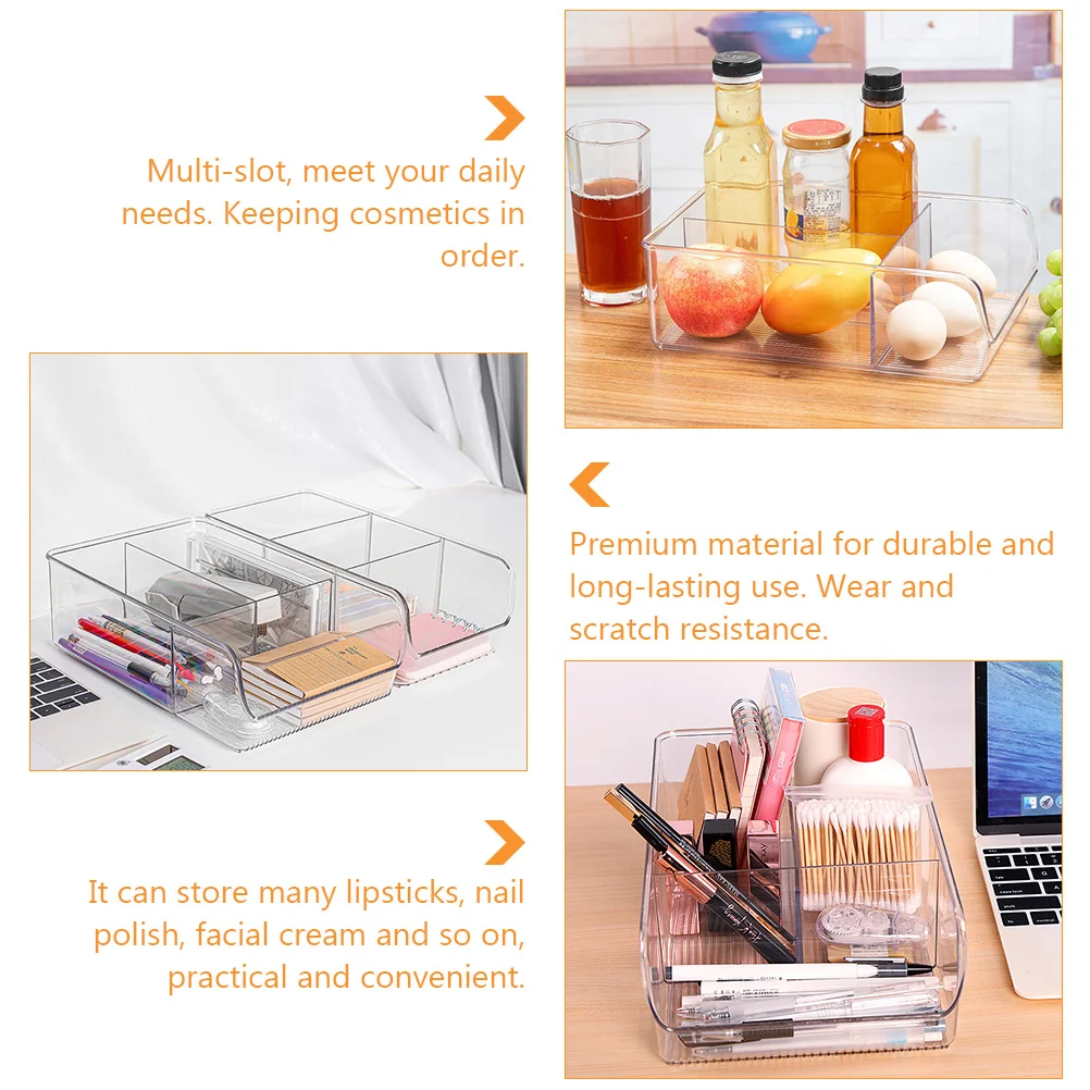 

1pc Plastic Desktop Storage Box Makeup Container Transparent Lightweight Space-Saving Lipstick Nail Polish