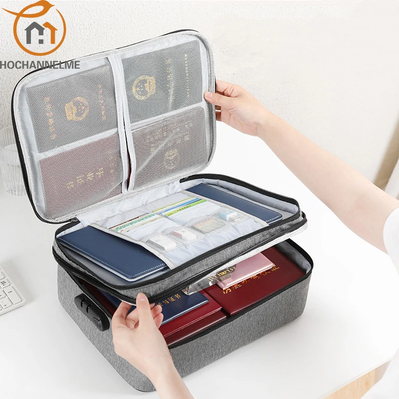 Bolsa de armazenamento de certificado funcional, grande capacidade, recipiente de documentos, bagagem, passaporte de viagem, sacos de arquivo à prova d'água