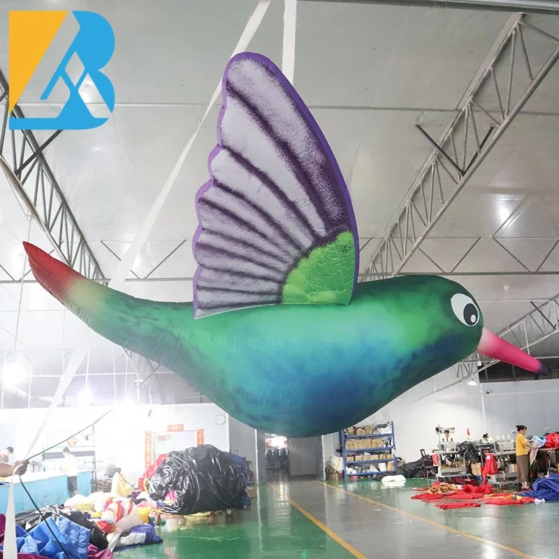 Custom Made 3 Meters Length Blow up Kingfisher Large Inflatable Bird for Ceiling Decoration Toys