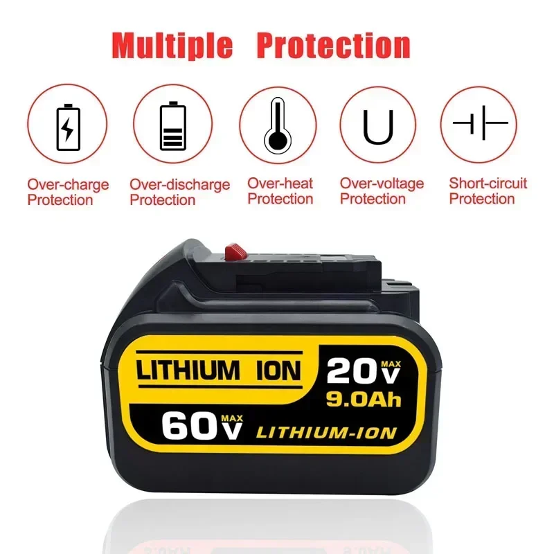 9Ah 20V 60V MAX Replacement Battery for Dewalt 120V DCB606 DCB609 DCB205 DCB204 DCB206 DCB209 Power Tools Lithium-Ion Batteries