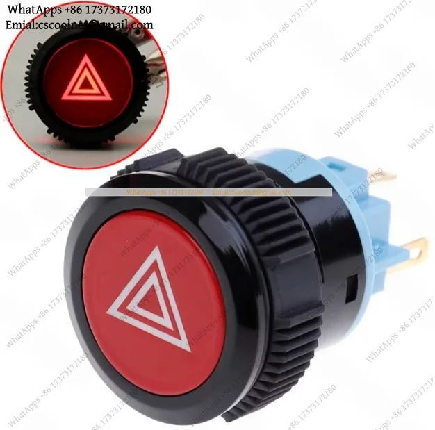 k3 22mm Metal Push Button Switch 12V LED Light Self-Locking Car Warning Hazard Double Flash Switch Engine Start Symbol Dashboard