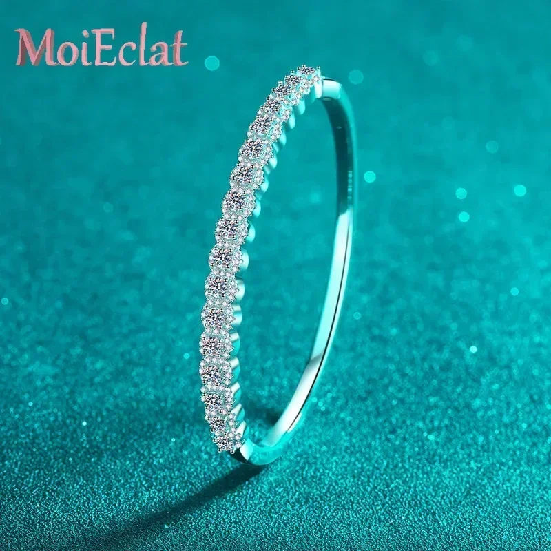 2.48 Carat Full Inlaid Moissanite Bangles for Women, A Piece of Fine Jewelry Platinum PT950 Sparkle Full of Stars Bracelet Gifts