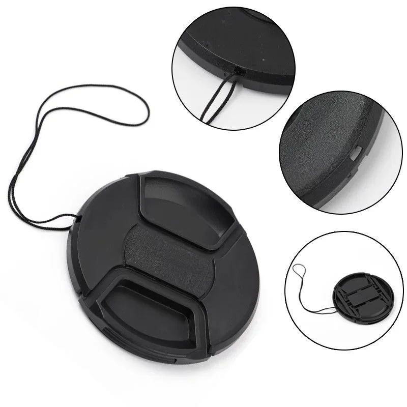 49mm/52mm/55mm/58mm/62mm Objektivabdeckung mit Riemen zum Aufstecken, universelle Kameraabdeckung für Canon, Nikon, Sony, Fuji, Olympus DSLR – Detail 2