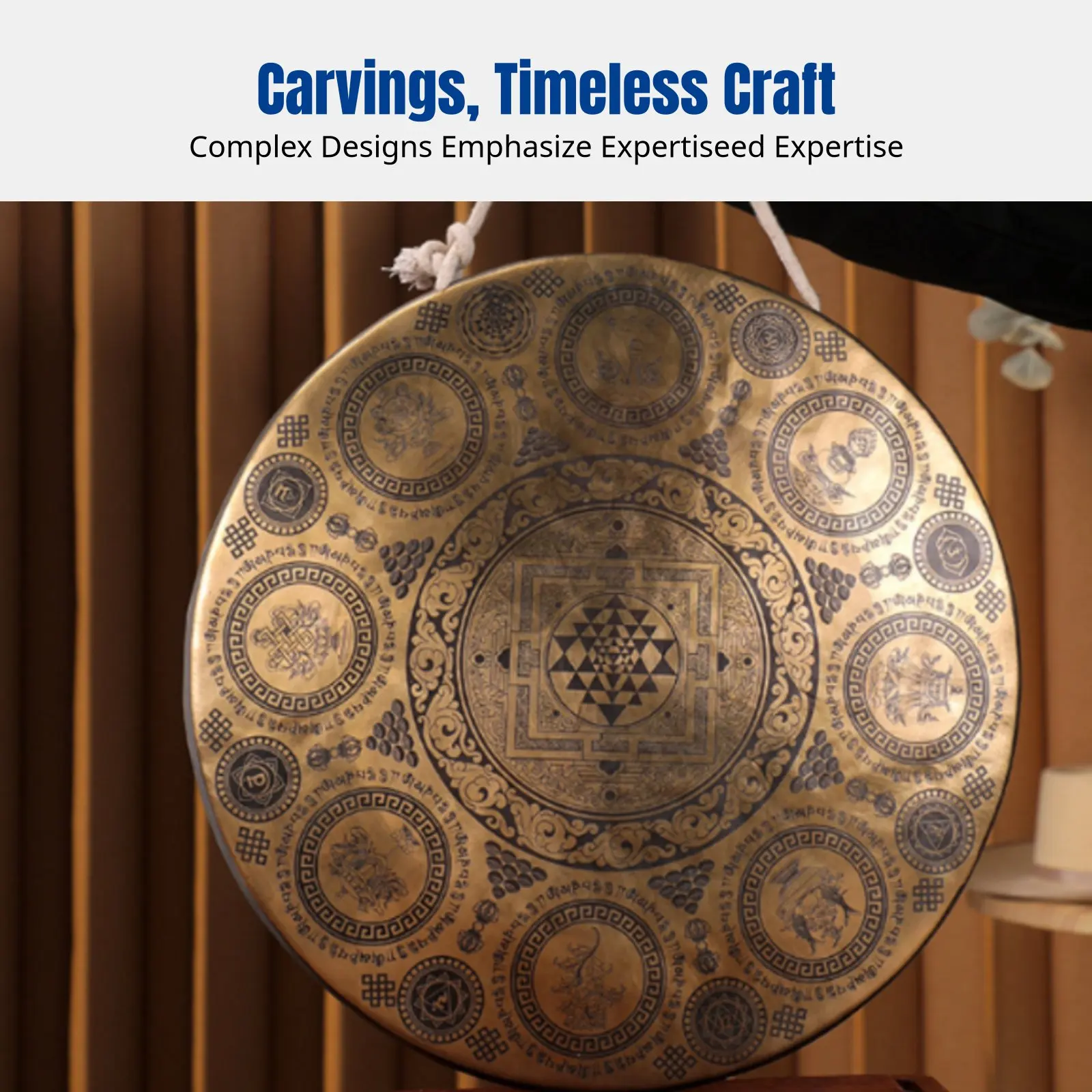 

Латунный гонг, ручная работа, Непал, ударный инструмент, звуковая терапия для осознанности, декор для медитации, художественная резьба, большая тарелка-силемонда