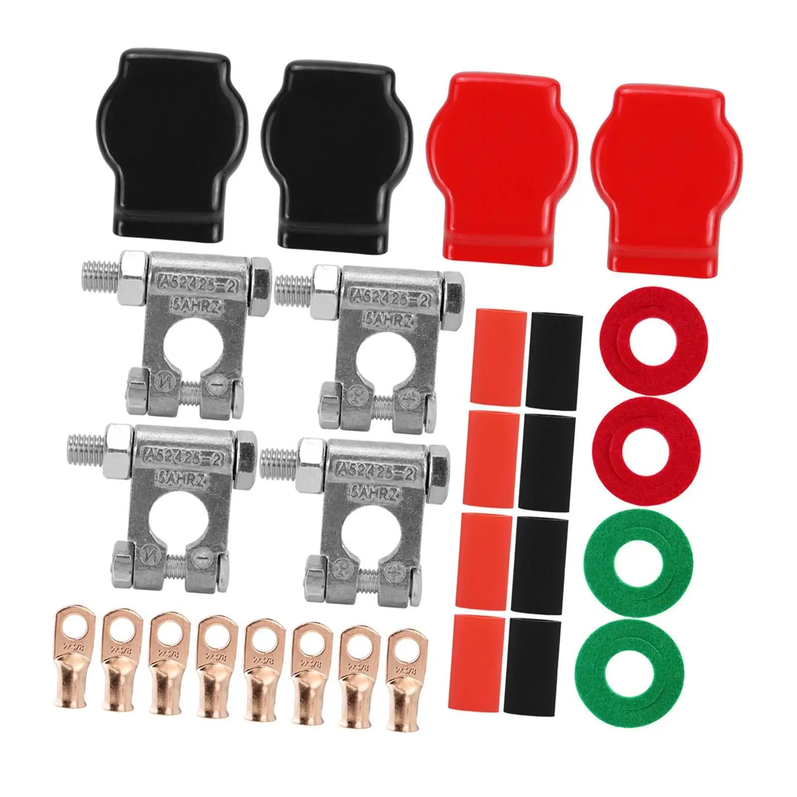 

Terminal Connector Kit 8 Heatshrink with Cover Positive Negative Terminals Heavy Duty for Vehicles Boats Truck