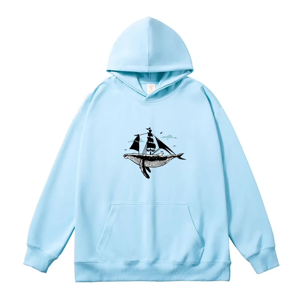 Women Sweatshirt Oversized Women's Hoodies Whale Sailboat Graphic Hooded Pullover Female Classic Autumn Thick Sportswear