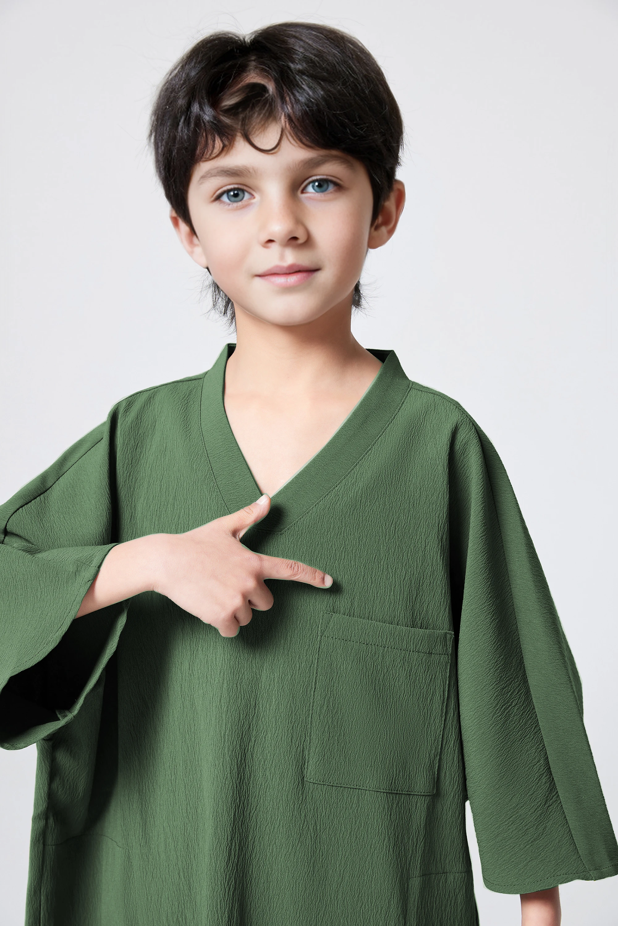 Ramadan Boys Middle East Islam Solid Color Arab Dubai Robe Abaya, Casual Thobe Ethnic Style Kids Long Sleeve Muslim Clothing