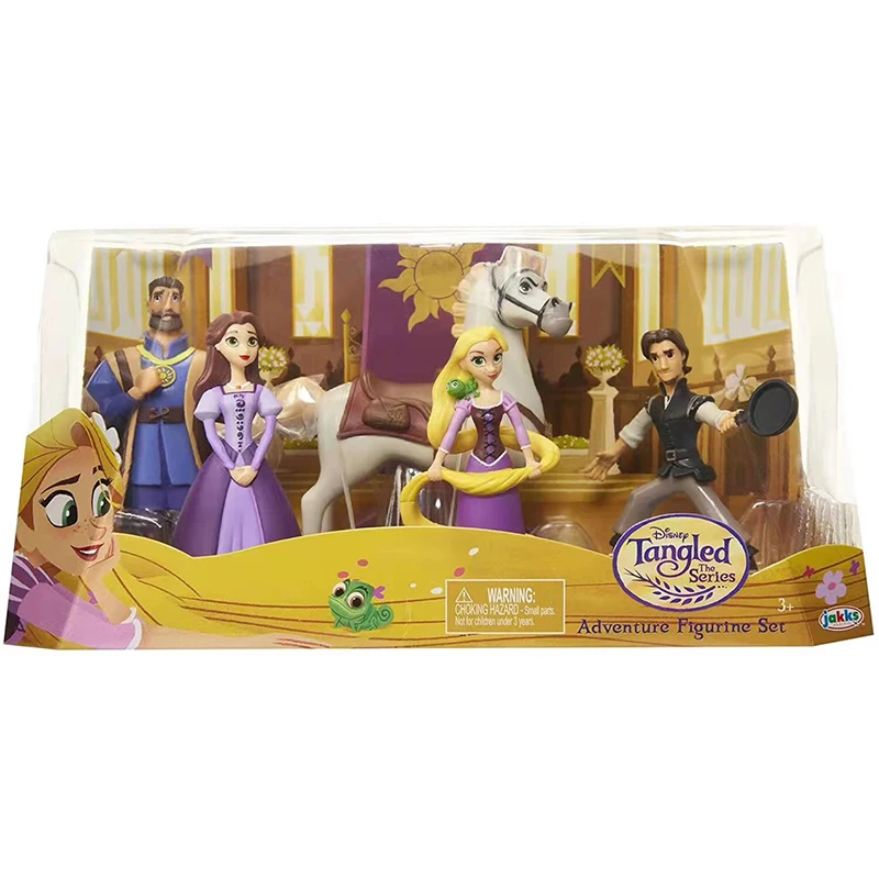 

Original Disney Tangled The Series Rapunzel Adventure Figurine Set Scene Character Figurine Set Children Collectible Model Toys