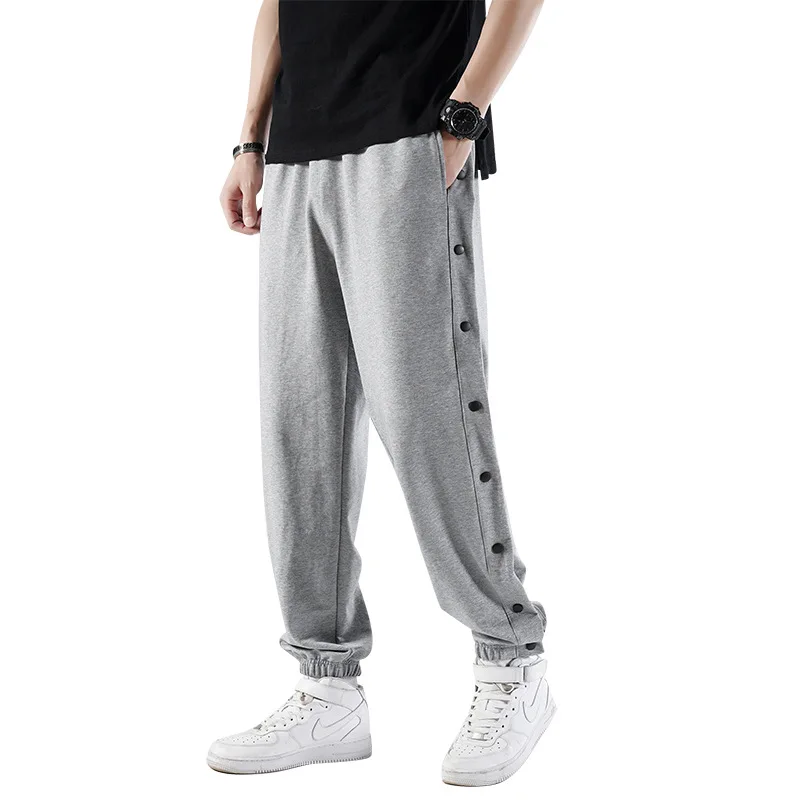 New Sports Pants Men's Basketball Training Full Open Button Pants Loose Plus Size Side Open Button Pants Men's