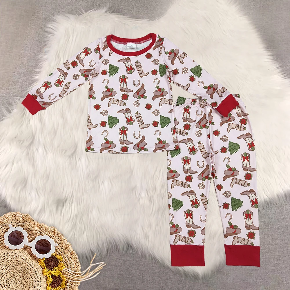 

9.19 Kids Winter Clothes For Girls Baby Girls Boots Holly Top Pant Christmas Pajamas Sets