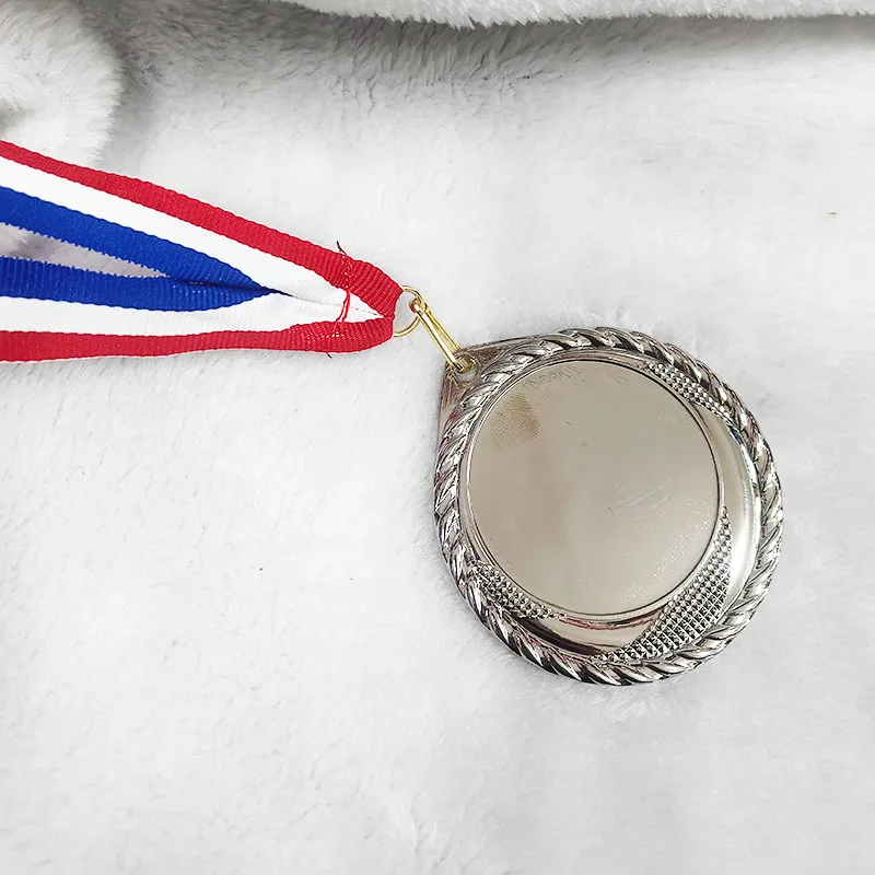 Color  New Metal Medal  Match Medals Badges Souvenirs   Blank Medal Gold Medal with good ribbon  School sports Metal free print