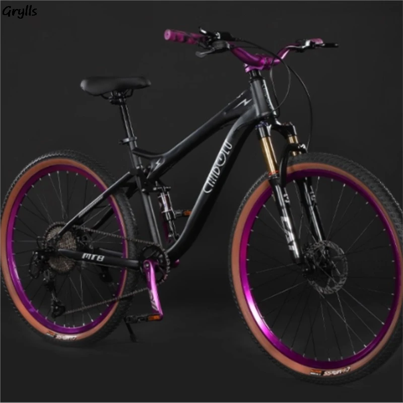 GY-mortiguador doble de acero rico en carbono, cola suave, velocidad Variable, bicicleta de montaña, bicicleta para estudiantes, freno de aceite, bicicleta todoterreno para adultos