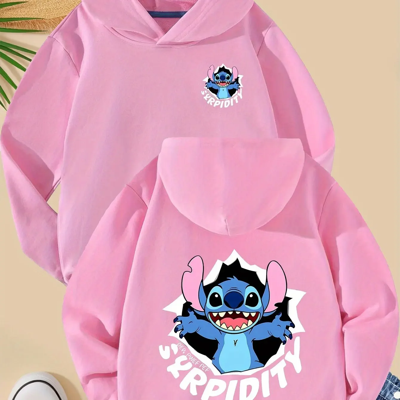 ملابس الأطفال العصرية DisneycuteStitchchildren هوديي على الوجهين المطبوعة للفتيات الفتيان سترة الشتاء الدافئة البلوز