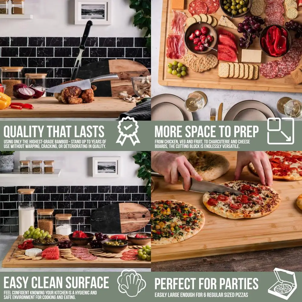 

Большая сверхпрочная бамбуковая разделочная доска 30x20 — идеально подходит для рождественского приготовления пищи, мяса, овощей и дрессировки.