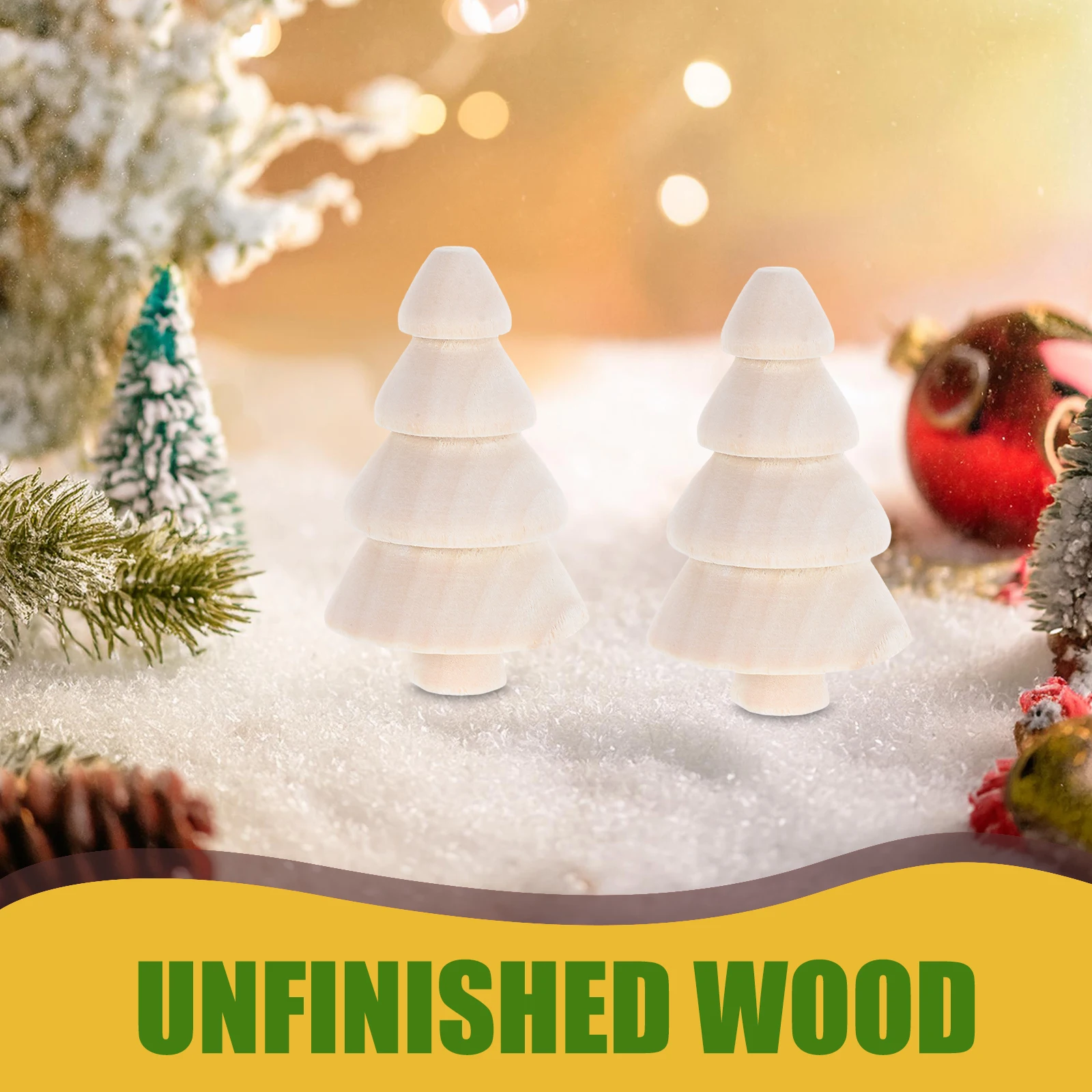 

10pcs Wooden Trees Mini Wooden Christmas Trees For Crafts - Unpainted Wood Blanks For Holiday Decorations Xmas Party Ornaments