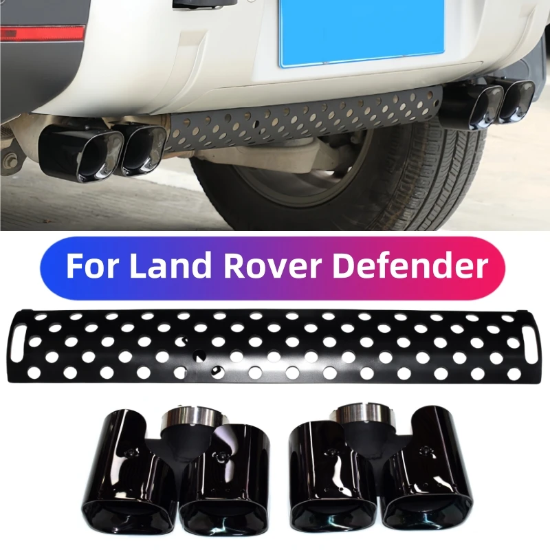 ل 2020 2021 2022 2023 2024 لاند روفر ديفندر مربع ماسورة العادم الأسود الخمار الفولاذ المقاوم للصدأ العادم الأنابيب ، تصميم KAHN