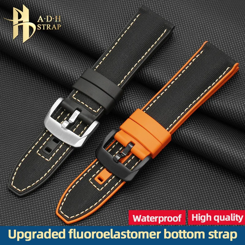 Universal Fluorine Rubber Watch Belt Fit for Mido Multifort Commander M038431 M026430A Watchband 22mm for Men Waterproof