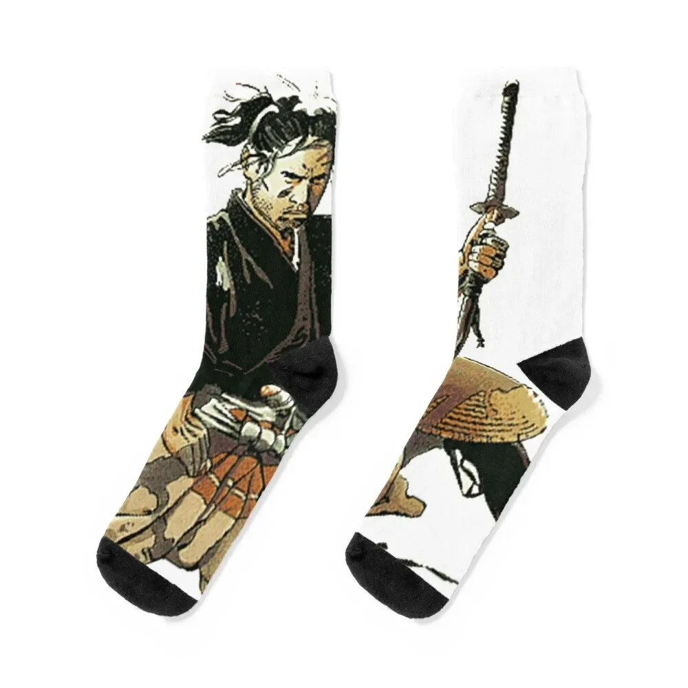 Japan sitting samurai with katana - daimyo Socks with print hip hop moving stockings cotton Designer Man Socks Women's