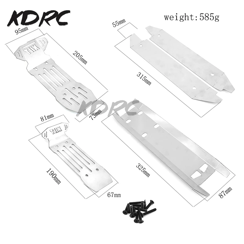 5 個のステンレス鋼シャーシアーマースキッドプレートプロテクター 1/6 スケールトラクサス XRT RC トラック車のフロント & リアアップグレードパーツ用
