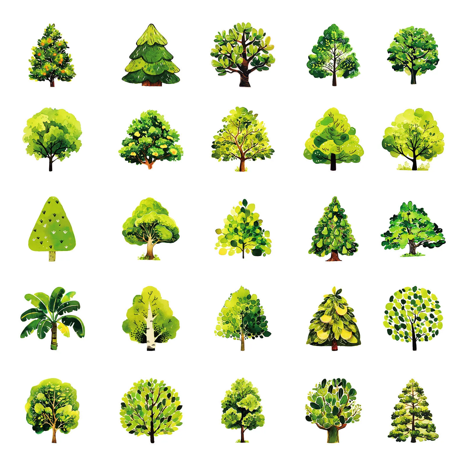 10/25/50pcs Green Forests Stickers Jungle Woods Decals for DIY Waterproof Scrapbook Stationery Travel Luggage Laptop Phone