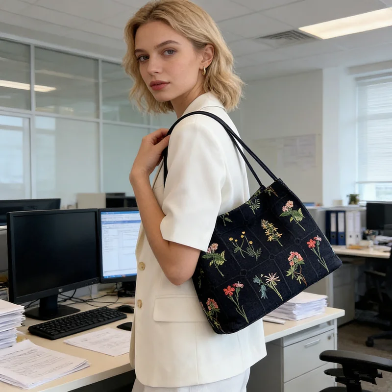 

Модная холщовая сумка-ведро с цветочной вышивкой для женщин: на каждый день, для шопинга, вечеринок, работы, офиса, свиданий