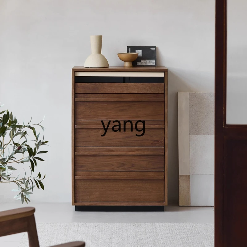 

LMM all solid wood furniture skeleton line chest of drawers retro living room bedroom storage drawer cabinet