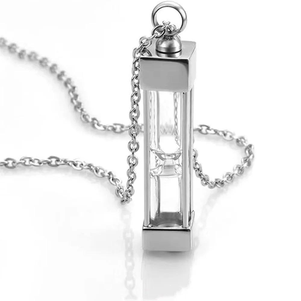 Unisex Timeless Hourglass Urn Necklaces for Ashes for Women Men Cremation Jewelry Necklace for Ashes Stainless Steel Memorial