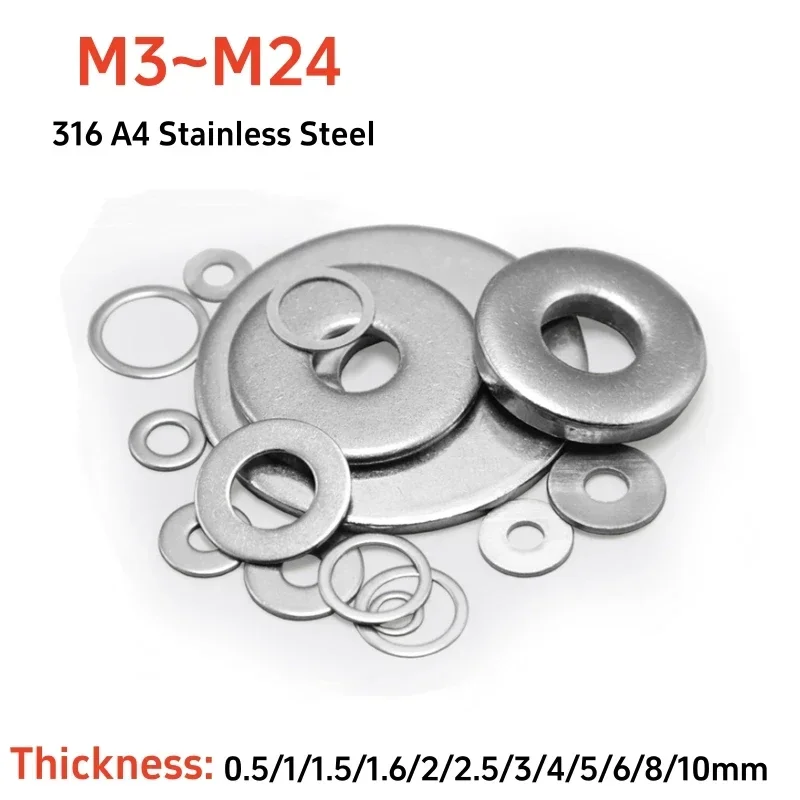 

Large Flat Washer 316 A4 Stainless Steel Big Metal Gasket Meson Plain Washers M3M4M5M6M8M10M12M14M16M18M20M22M24