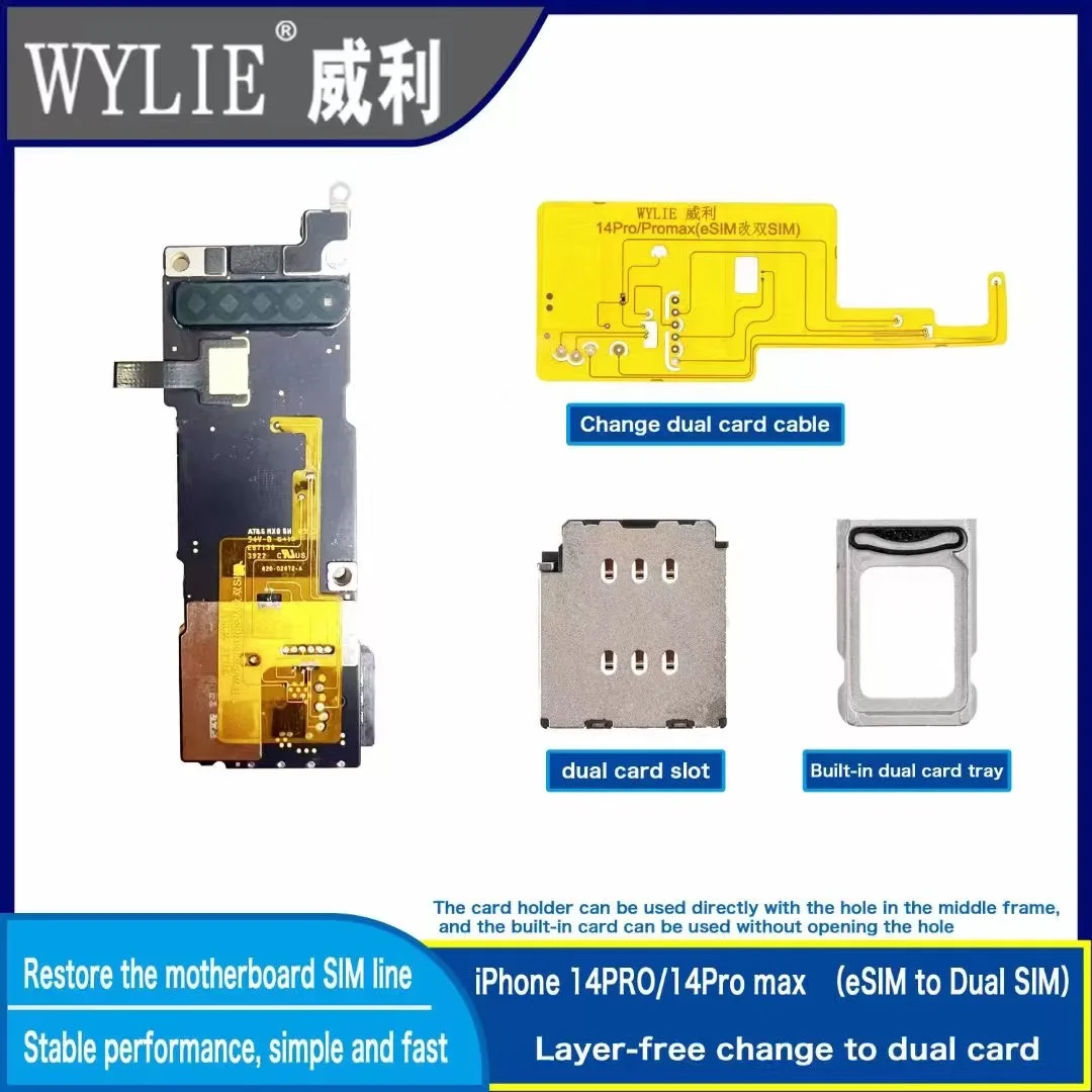 WYLIE 14 Pro Max US Version Change Dual Card Flex Cable Assembly eSIM To Dual SIM No.