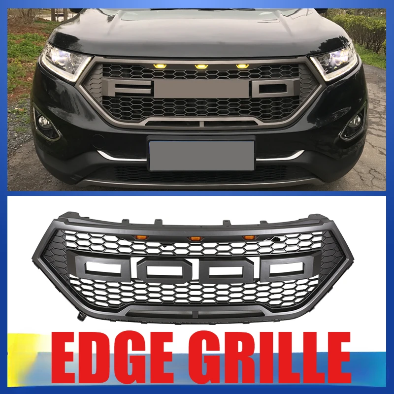 Suitable for 15-18 Ford Edge FORD grille Raptor models with modified front bumper FORD badge lights