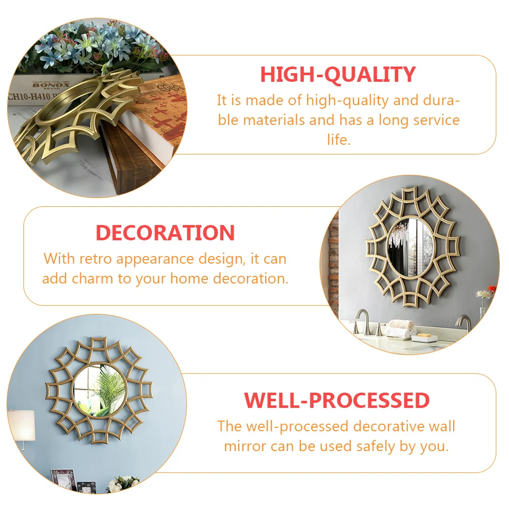 

3pcs Retro Pendant Home Living Room Bedroom Decoration PVC Hanging Mirror Wall Mirror Decor Wall Decor