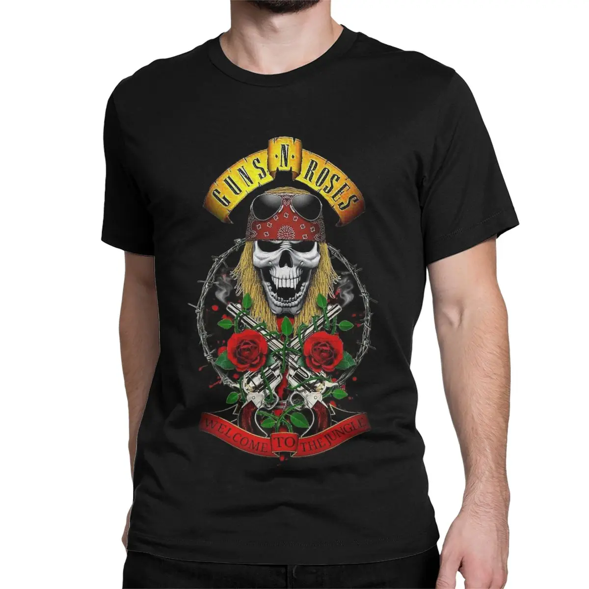 Guns N Roses Heavy Metal T Shirt Men Women's Pure Cotton Funny T-Shirts Round Neck Punk Tees Short Sleeve Tops Big Size