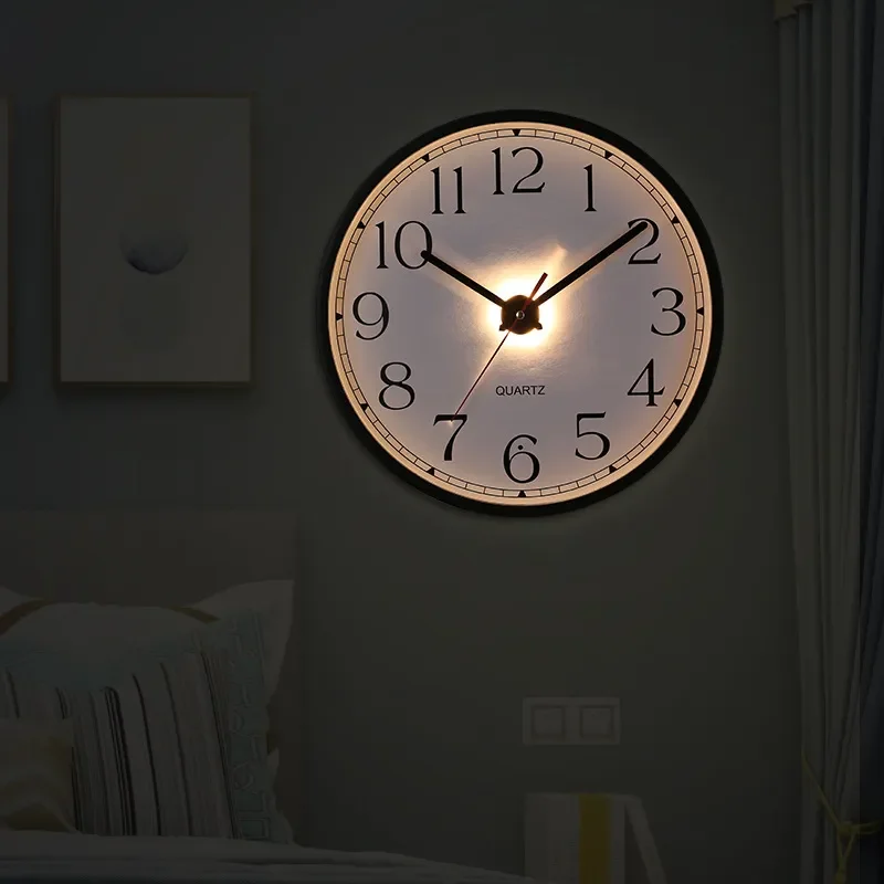 Intelligent Voice-Activated Luminous Wall Clock for Living Room Home Decor Luxury Quartz Silent Creative LED Illuminated Wall