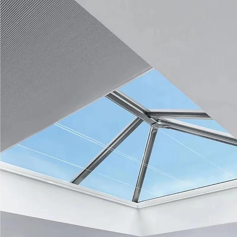 

[Factory Price] New Sun Room Glass House Prefer Curtain WiFi Smart Motor Automatic Remote Honeycomb Ceiling Blinds Skylight Blin