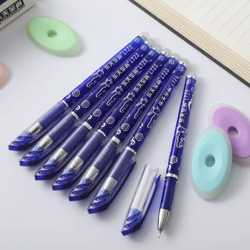 

10pcs 0.5mm Erasable Gel Pen Needle Tube Refill Eraser Blue Black Ink Rod Washable Handle School&Office Writing Stationery