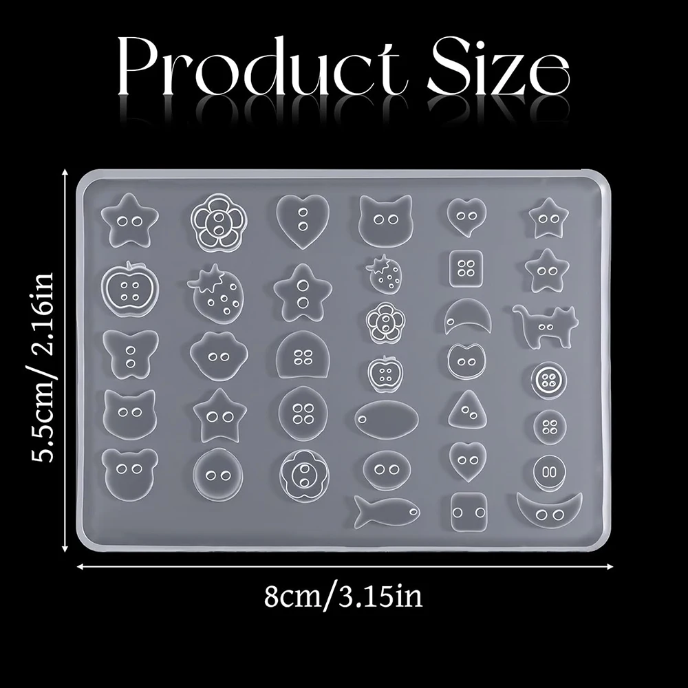 3D-Knopf-Gel-Nagelkunst-Formen, niedliche Tier- und Stern-Silikonformen für Nageldesign, DIY-Harz-Knopf-Charms, Maniküre-Dekorationswerkzeuge – Detail 3