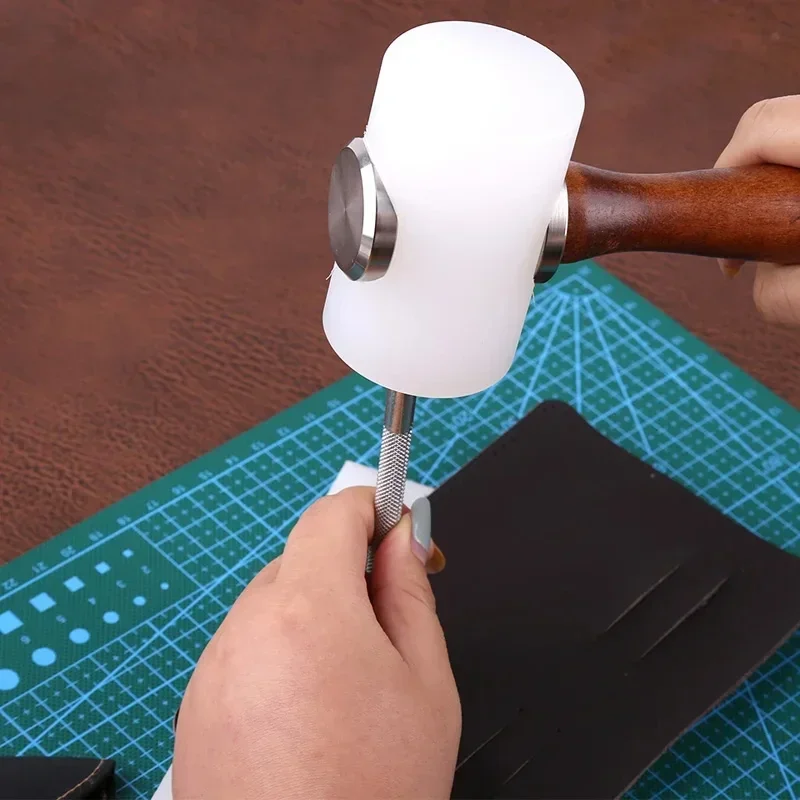 

Fenrry 1Pc Leather Carving Craft Hammer Tool Kit Cowhide Punch Cutting Sewing DIY Tools 345g Hammer Leather Punch Tools