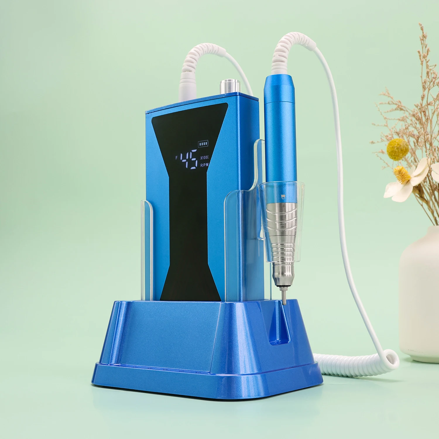 เครื่องเจียรเล็บแบบพกพา 85w ไร้แปรงถ่าน ความเร็ว 45000 รอบต่อนาที พร้อมชุดดอกเจียร สำหรับทำเล็บ 45K ไร้สาย