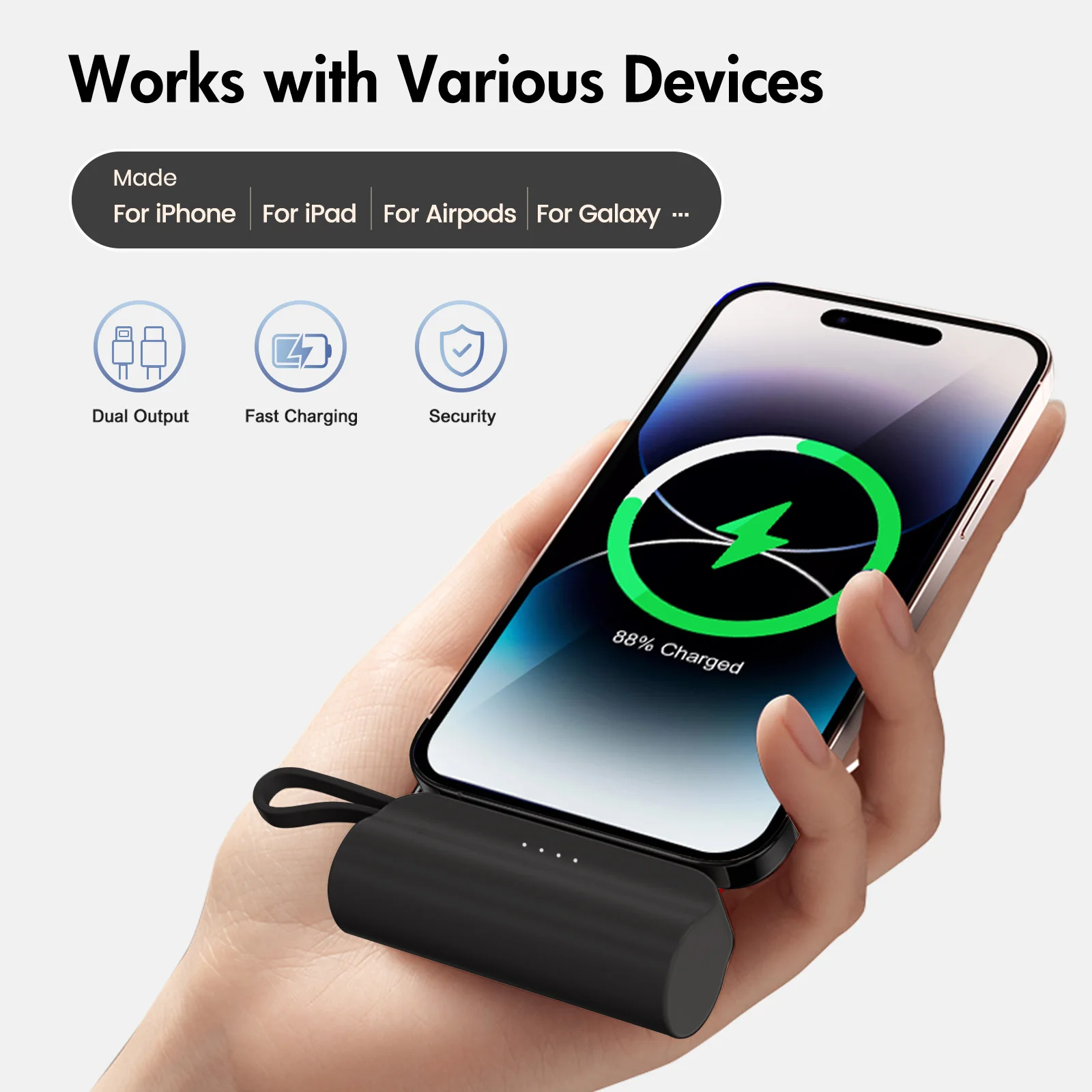 باور بانك صغير بقدرة 4500 مللي أمبير في الساعة شحن سريع 10 وات شاحن بطارية خارجي محمول من النوع C لهواوي وسامسونج وآيفون باور بانك