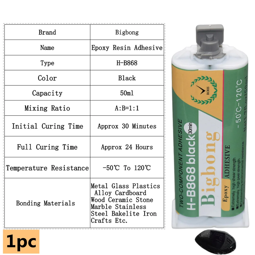 Epoxidharz-Dichtmasse 50ml 1:1 Starker Klebstoff Hochtemperatur -50 ℃ -120 ℃ Schwarze AB-Klebstoffe 30 Minuten 2-Komponenten-Strukturharze – Detail 1