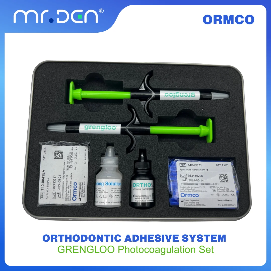 

ORMCO Orthodontic Adhesive ORTHOSOLO Universal Sealant Bond Enhancer Light Cured Bracket Adhesive Green Gum 1 set/box