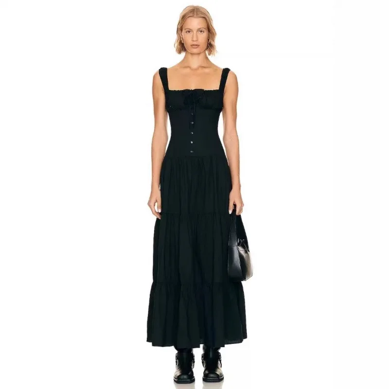 

Lioness 2025 New Strapless Dress French-Style Cinched Waist Relaxed-Fit Long Dress Elegant Square Neckline Fashion Dress