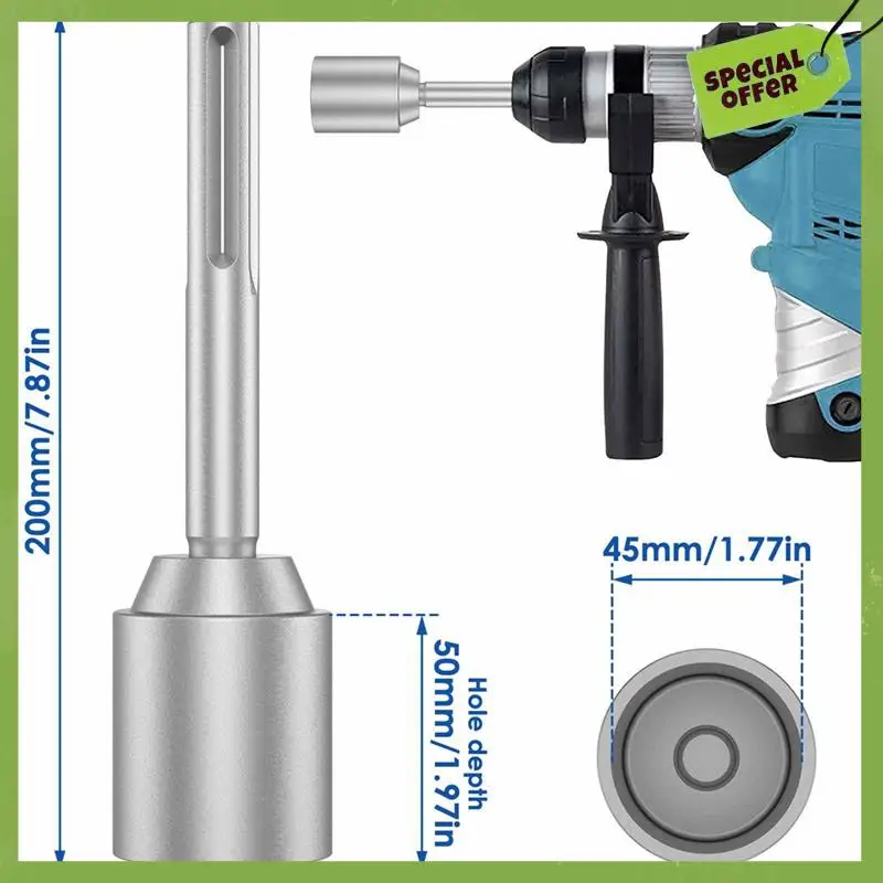 Ground Rod Driver 65Mm Heavy Duty Steel Drill Bit Driver Wear Resistant Wide Compatibility Ground Rod Bits Socket Parts