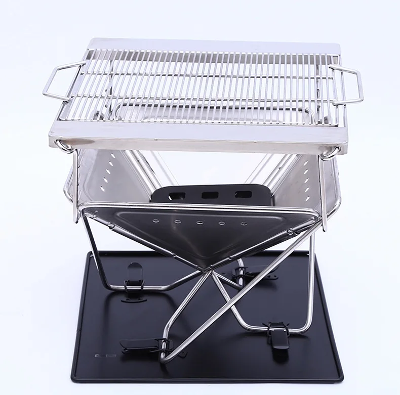 

Collapsible Portable Stainless Steel M Size Fire Pit and Grill for Outdoor Camping Wood Burning Folding Firepit