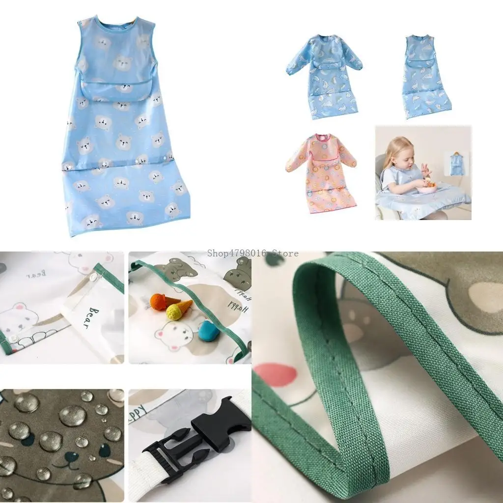 

Water Proofing Baby Bib Long Sleeve/Sleeveless Highchair Attachment for Feeding