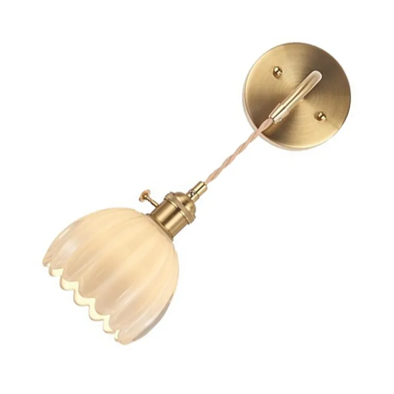 

ABXF-For Bedroom Room Decoration Study Led Lights Mirror Light Nordic Wall Sconce Modern Floral Glass Wall Lamp With A Switch
