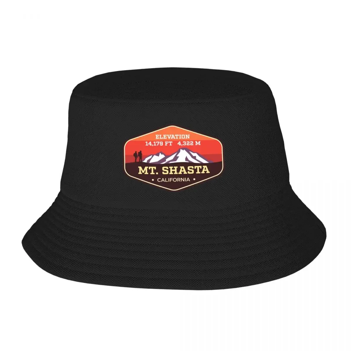 Mt Shasta California - Colorful 14er Mountain Climbing Badge Bucket Hat New Hat Luxury Hat Girl'S Hats Men's