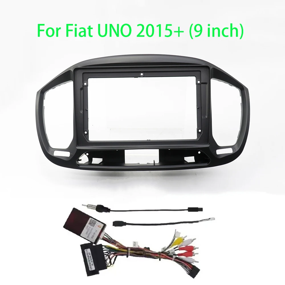 Car Radio e DVD Player Frame, 2 Din, 9 Polegada, Leme esquerdo Fitting Adapter, Painel Dash Mount Instalação, se adapta FIAT UNO, 2015